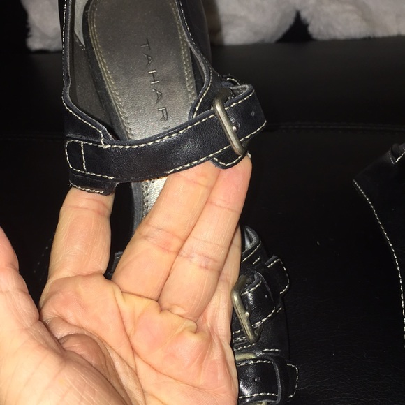 Sz 8 Tahari buckle white stick detail heels - Picture 5 of 5